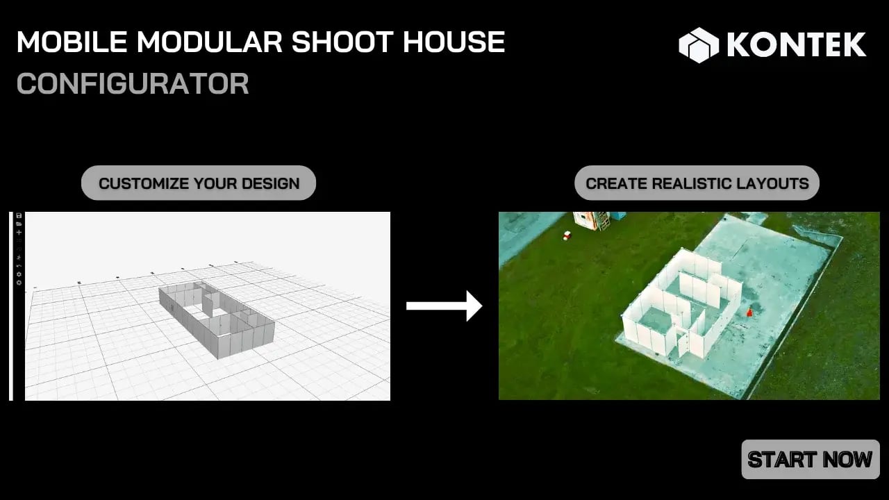 Mobile Modular Shoot House Configurator – Online shoot house building tool to customize layouts and create realistic designs